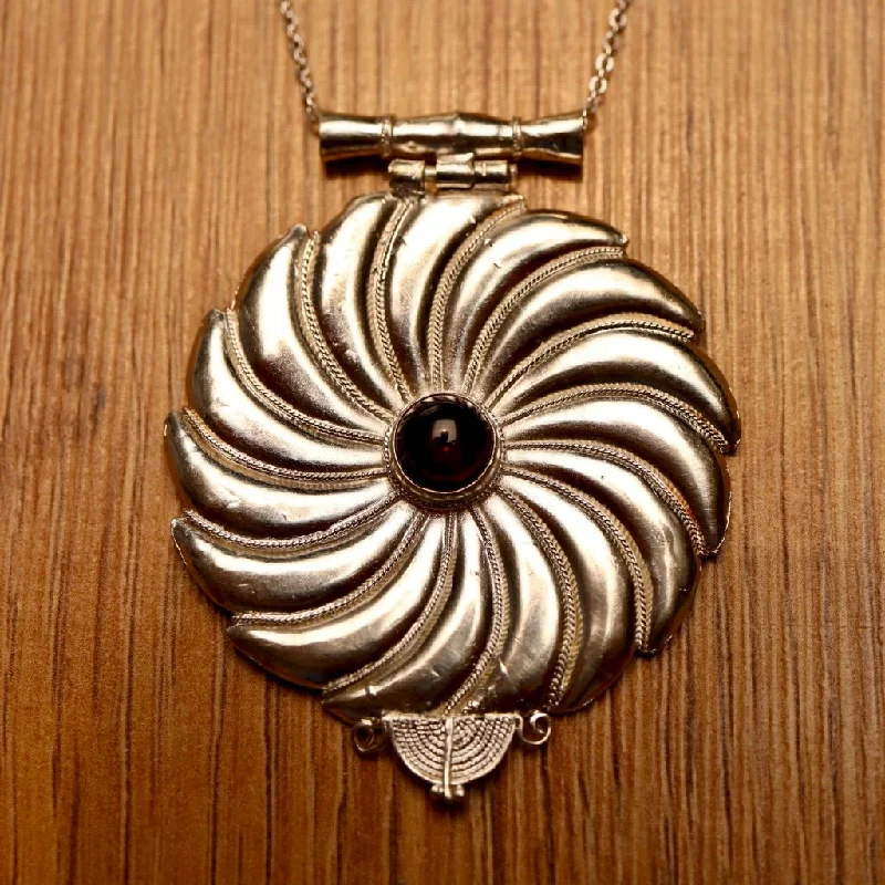 Asante-Sunburst Silver Necklace