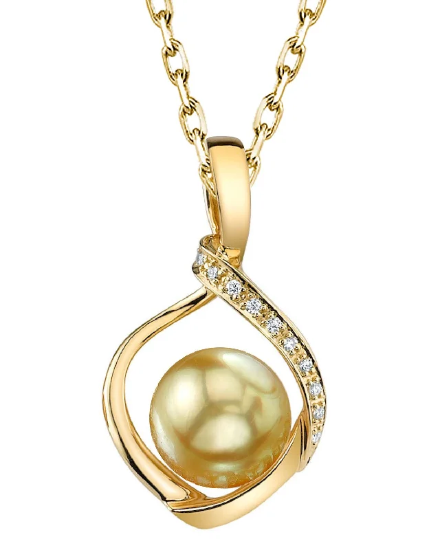 Golden South Pearl & Diamond Detourne Pendant