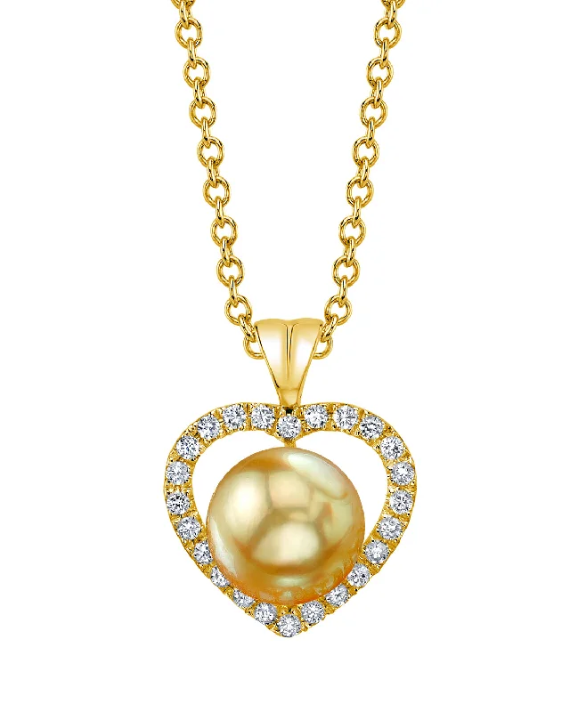 Golden South Sea Pearl & Diamond Cherish Pendant