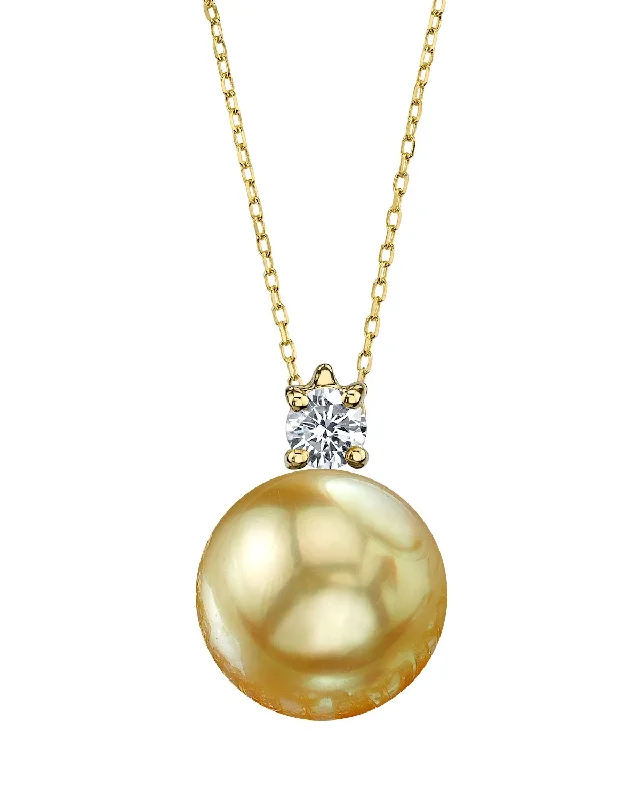 Golden South Sea Pearl & Diamond Glimmer Pendant