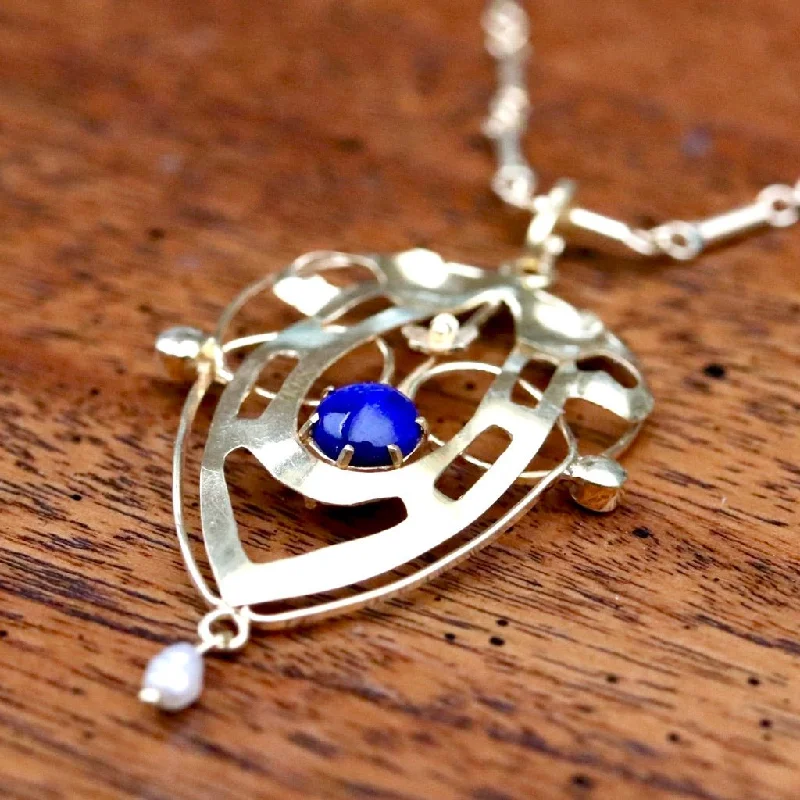 Lyrical Shield Lapis Necklace