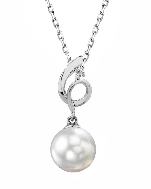 White South Sea Pearl & Diamond Pirouette Pendant