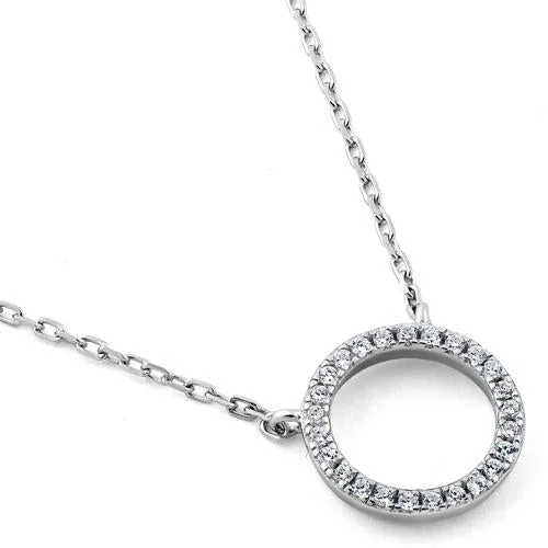 Sterling Silver Halo CZ Necklace