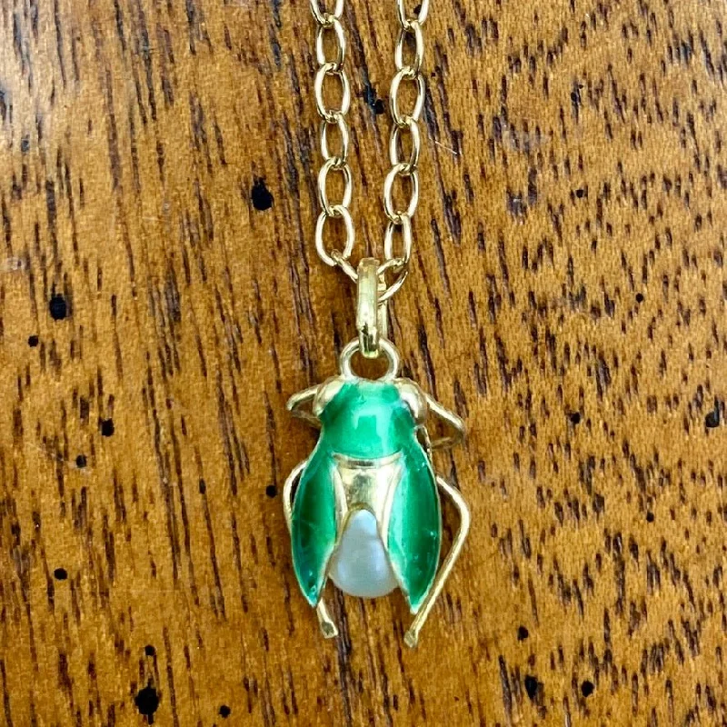 Vintage Shashi Pearl Bee Charm, Green