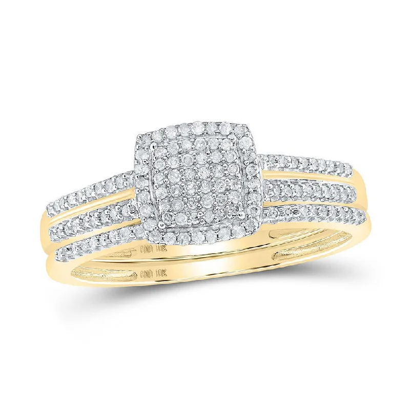 10kt Yellow Gold Round Diamond Bridal Wedding Ring Band Set 1/3 Cttw