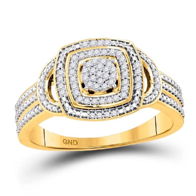 10kt Yellow Gold Womens Round Diamond Cluster Ring 1/6 Cttw