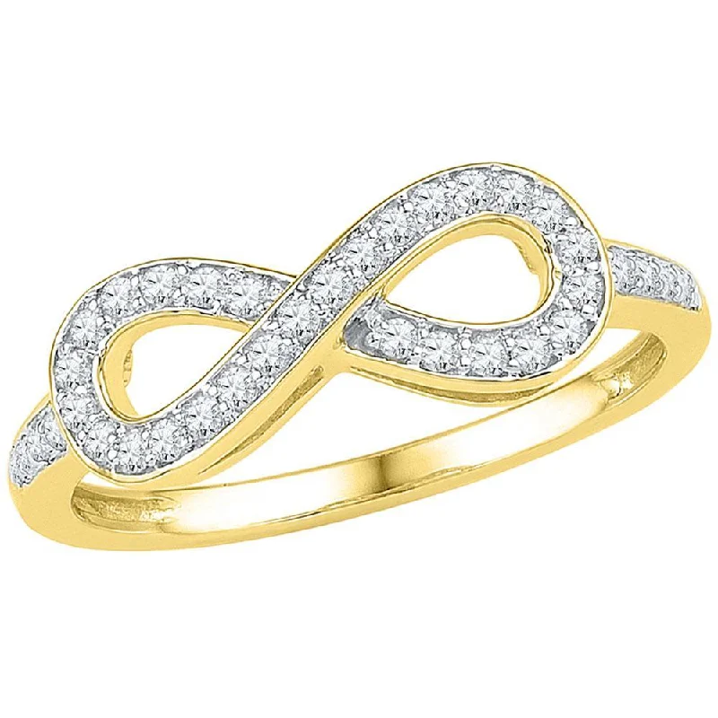 10kt Yellow Gold Womens Round Diamond Infinity Ring 1/5 Cttw