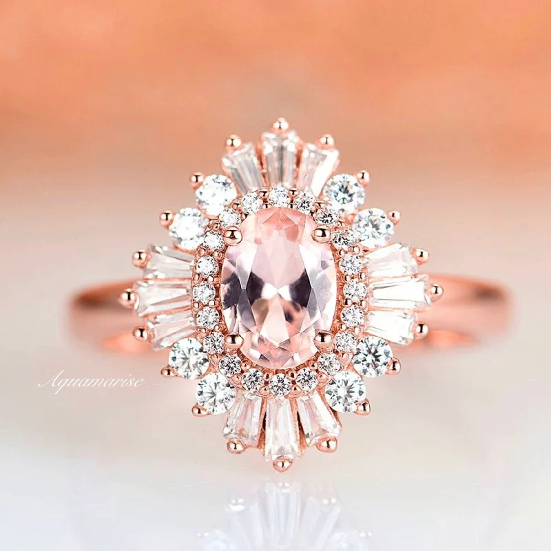 Victoria Morganite Ring- 14K Rose Gold Vermeil