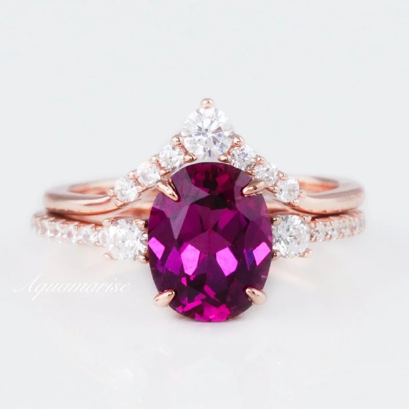 Bella Rubellite Tourmaline Ring Set- 14K Rose Gold Vermeil