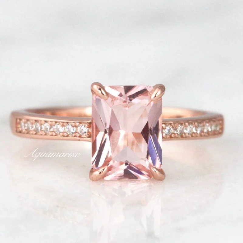 Ava Morganite Ring- 14K Rose Gold Vermeil