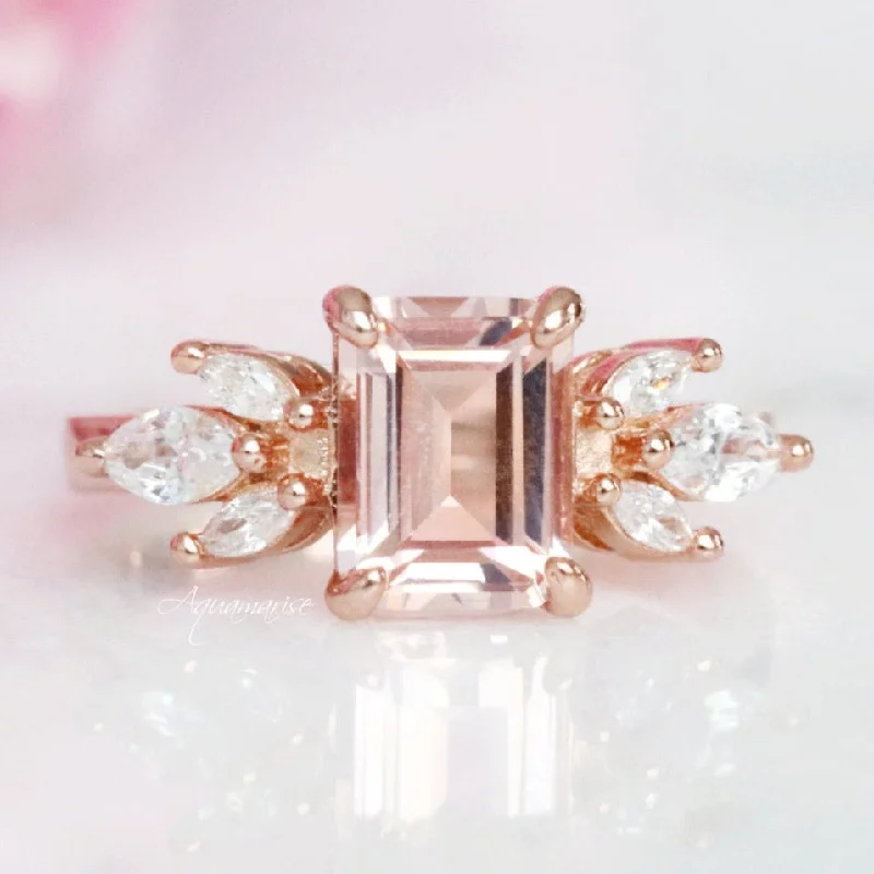 Eva Morganite Ring- 14K Rose Gold Vermeil