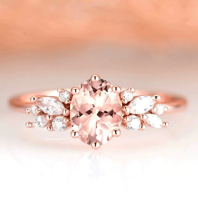 Lily Morganite Ring- 14K Rose Gold Vermeil