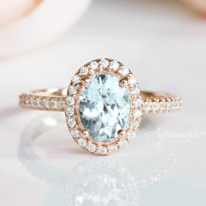 Iris Aquamarine Ring- 14K Rose Gold Vermeil