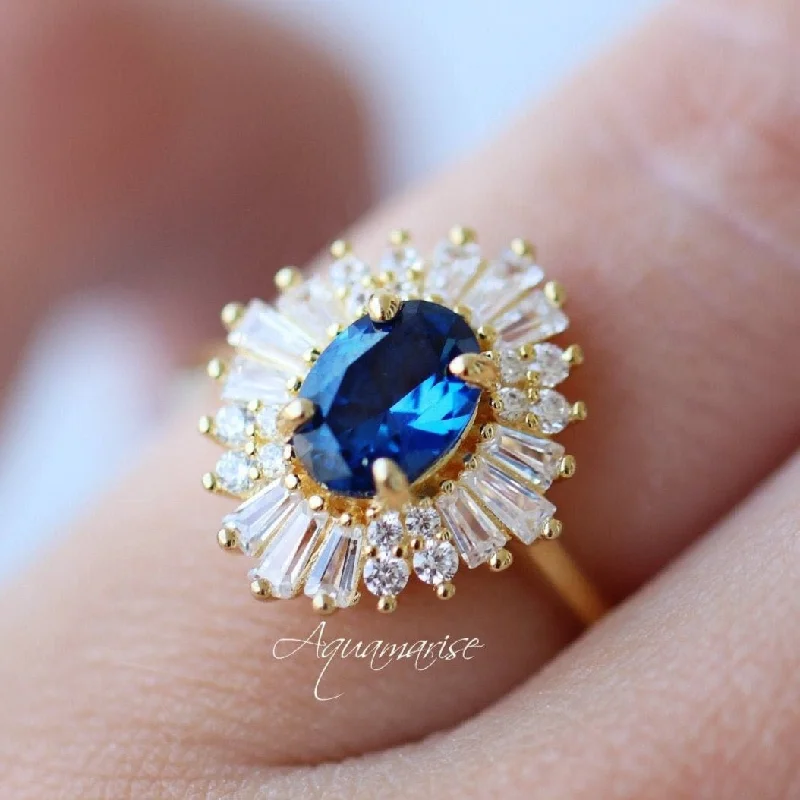 Victoria Sapphire Ring- 14K Yellow Gold Vermeil