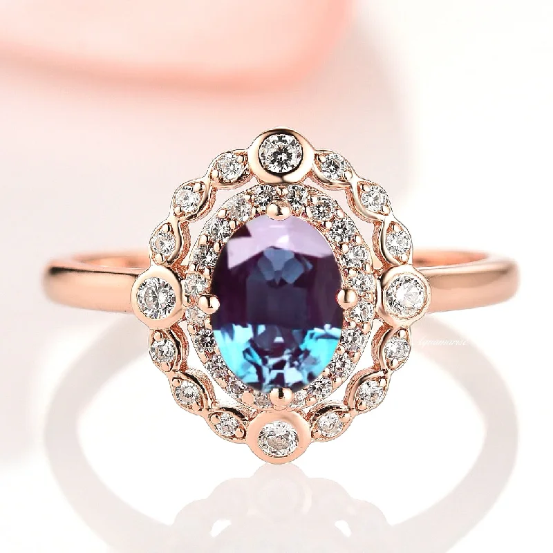 Valentina Alexandrite Ring- 14K Rose Gold Vermeil