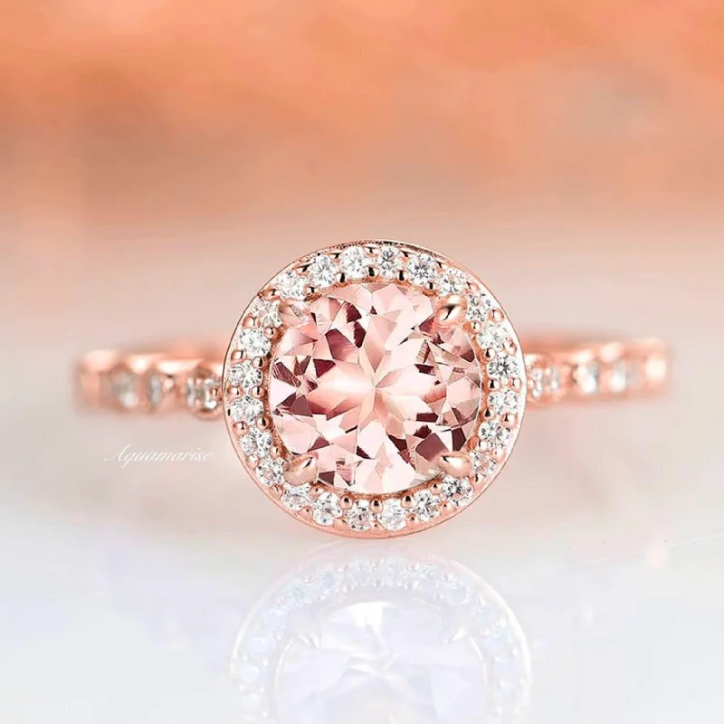 Luxe Vintage Morganite Ring- 14K Rose Gold Vermeil