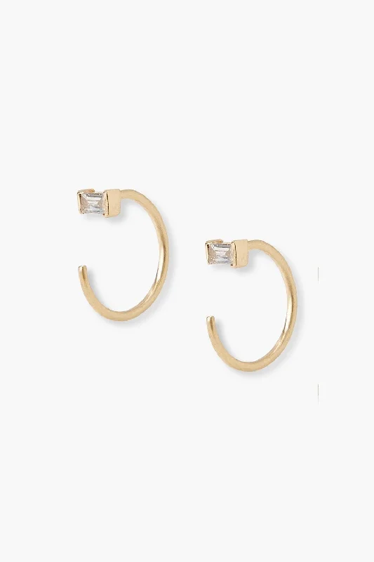 14k Gold Baguette Diamond Ear Cuff Earrings