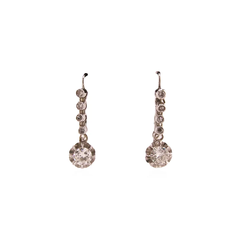 1950s 18KT White Gold Diamond Earrings