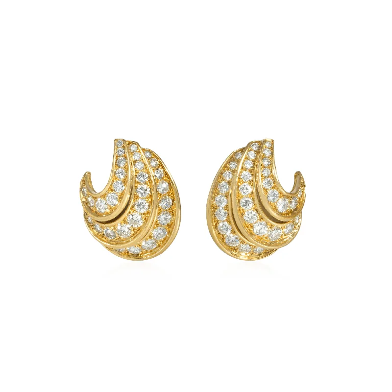 1950s 18KT Yellow Gold Diamond Earrings