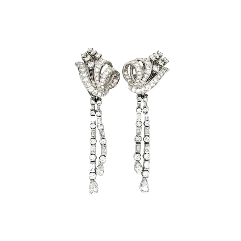 1950s Platinum Diamond Earrings