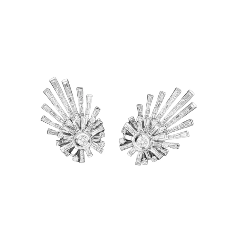 1960s Platinum Diamond Shooting Star Earrings