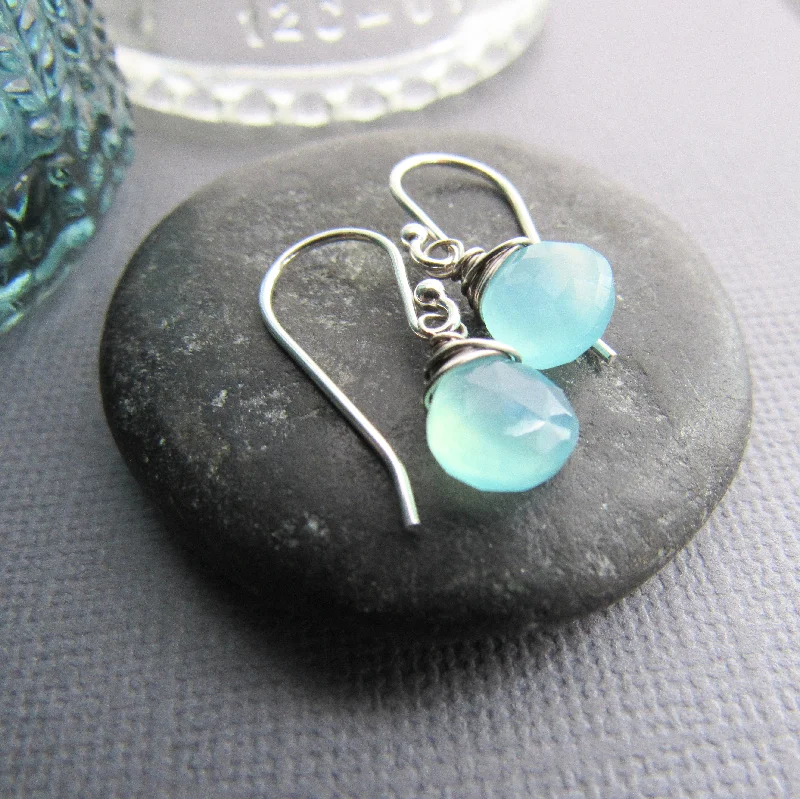 Petite Aqua Chalcedony Earrings