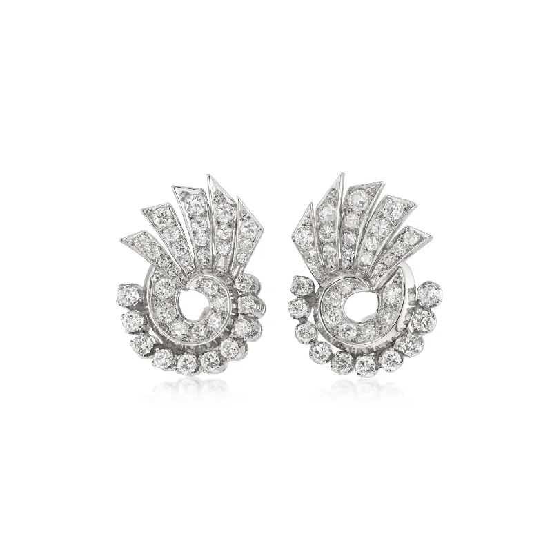 Art Deco Platinum Diamond Earrings