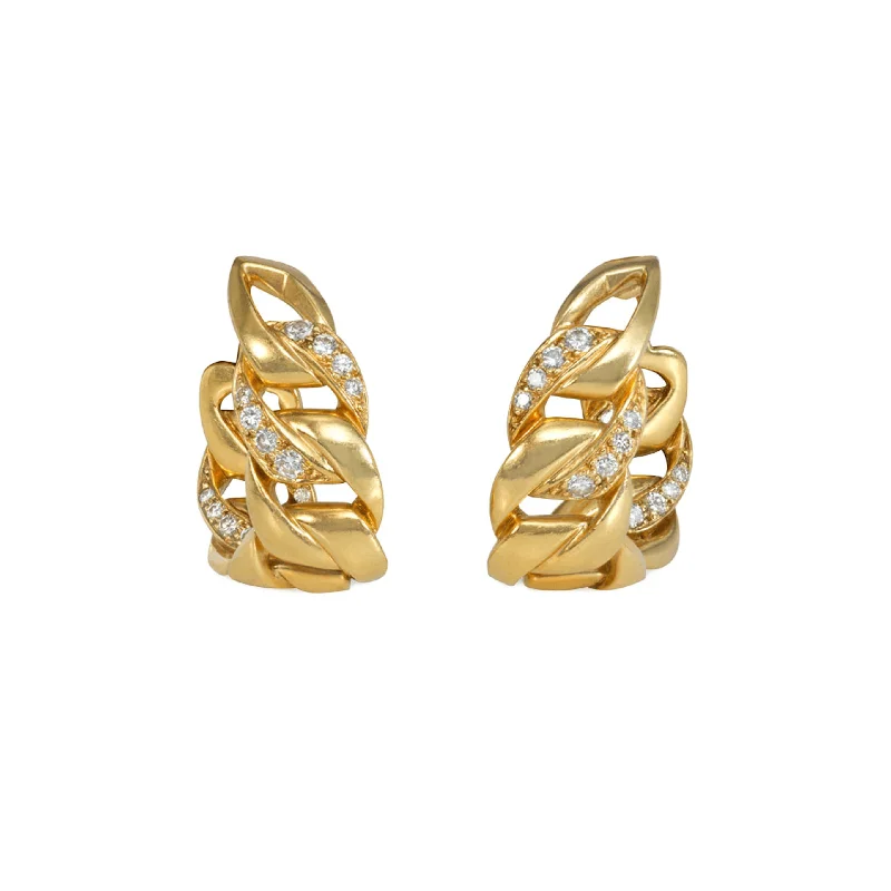 Cartier French 1970s 18KT Yellow Gold Diamond Earrings