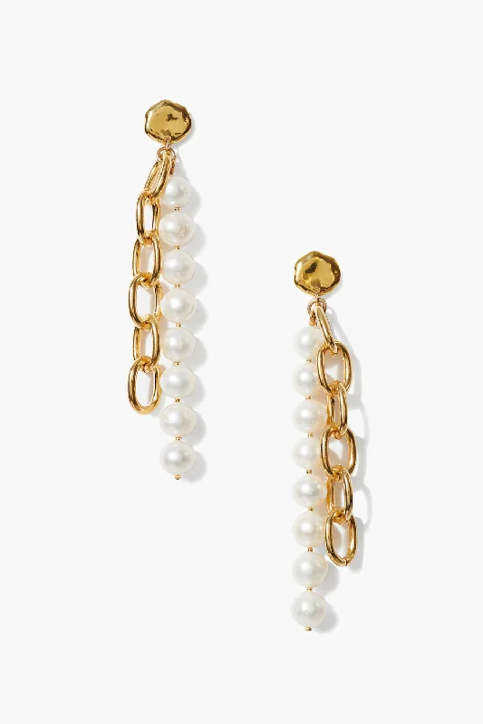 Esme Chain Earrings White Pearl