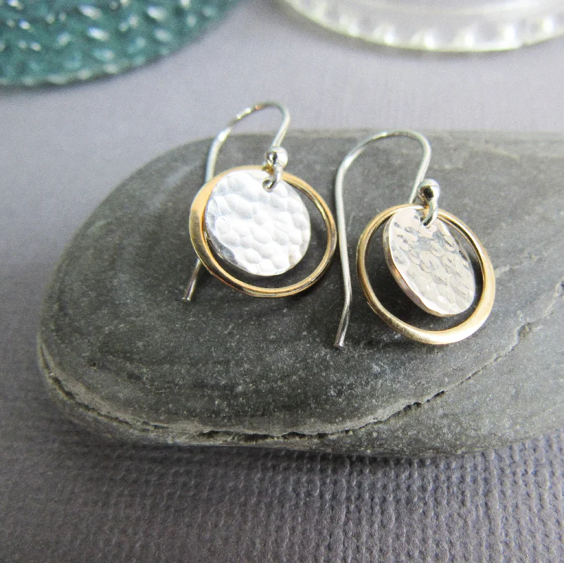 Full Moon Gold and Sterling Silver Earrings