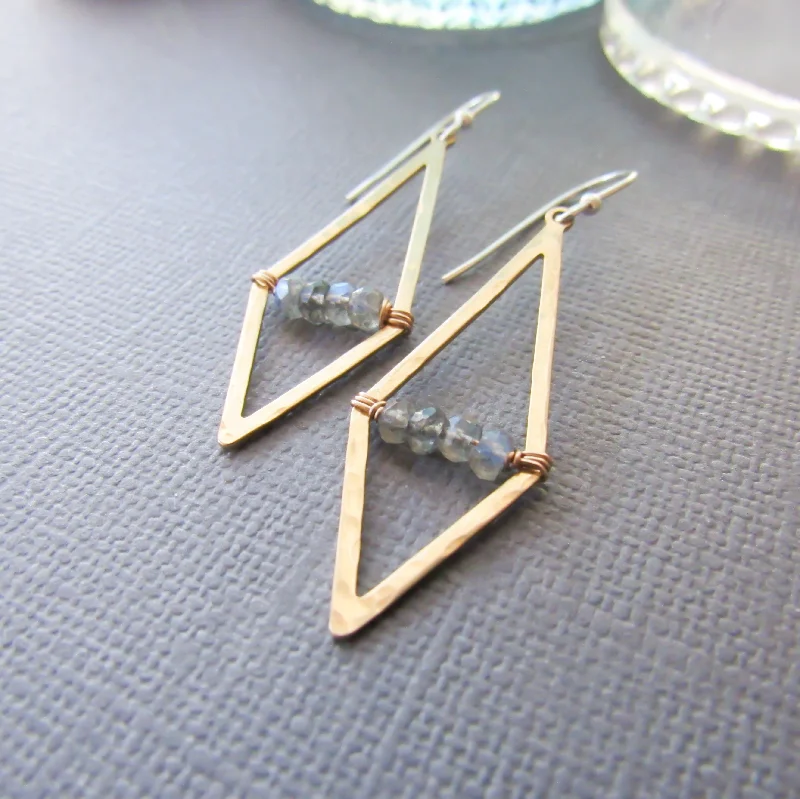 Brass and Labradorite Earrings