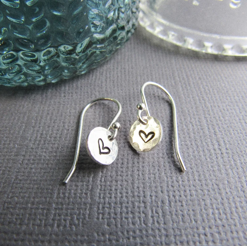 Petite Stamped Heart Earrings