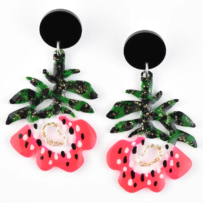 Pink Flower Earrings