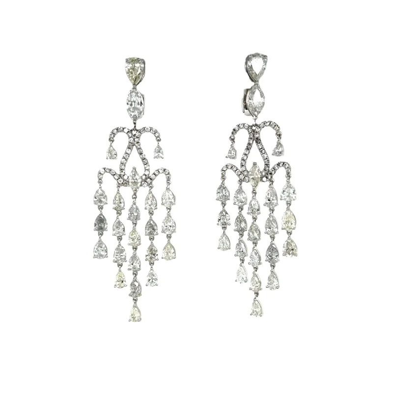 Post-1980s Platinum Diamond Chandelier Earrings