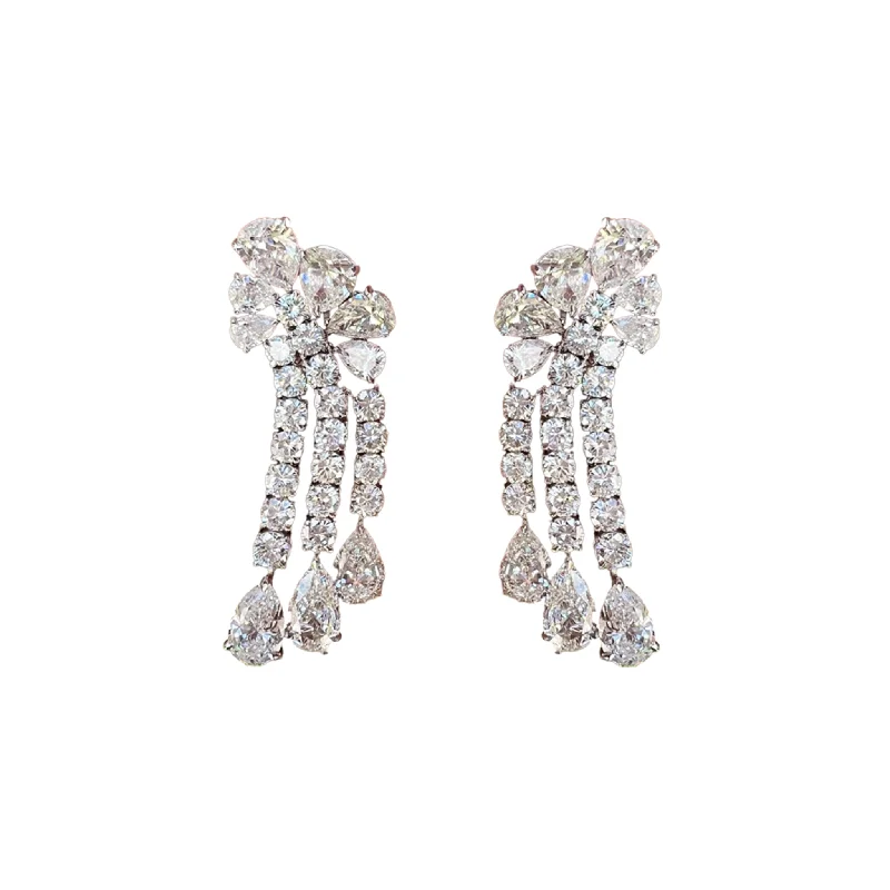 Post-1980s Platinum Diamond Earrings