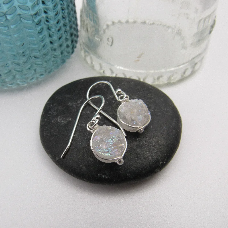 White Druzy Earrings