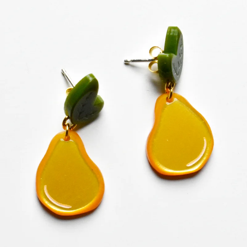 Small Gold Pear Post Earrings