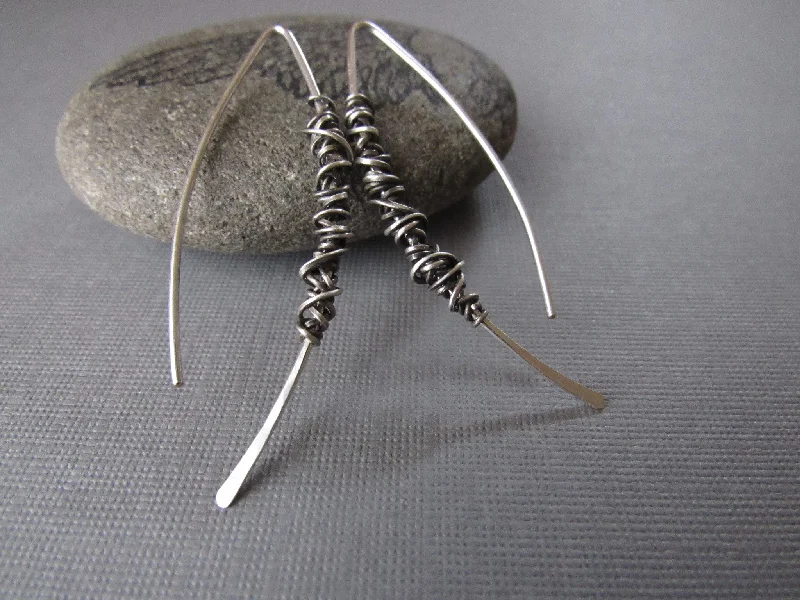 Oxidized Sterling Silver Wrap Earrings