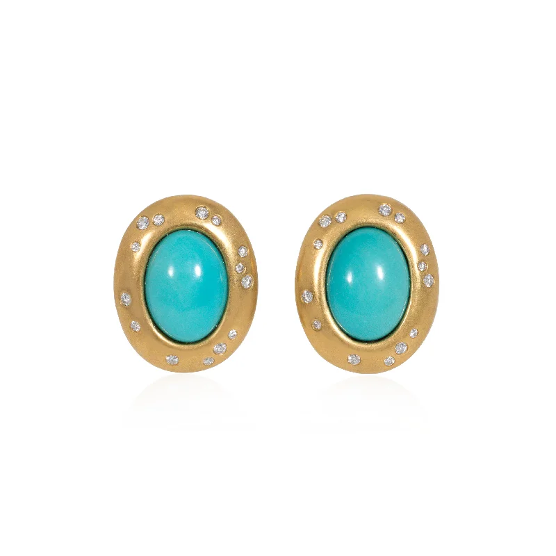 Tiffany & Co. Angela Cummings 1980s 18KT Yellow Gold Diamond & Turquoise Earrings