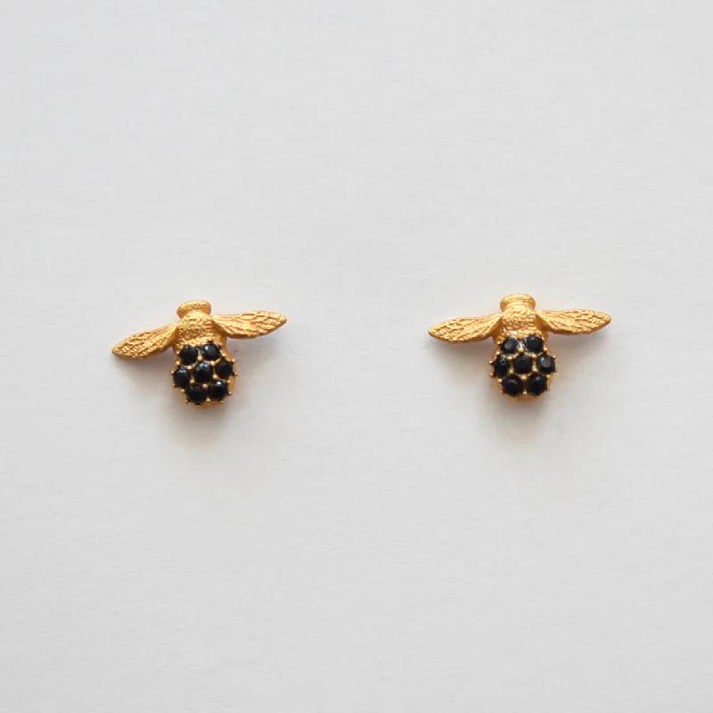 Crystal and Vermeil Bee Post Earrings