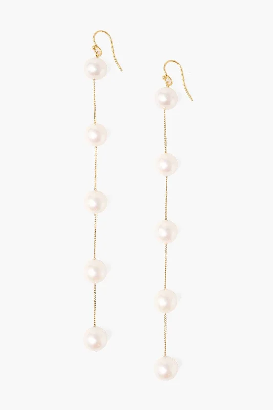 White Pearl Duster Earrings