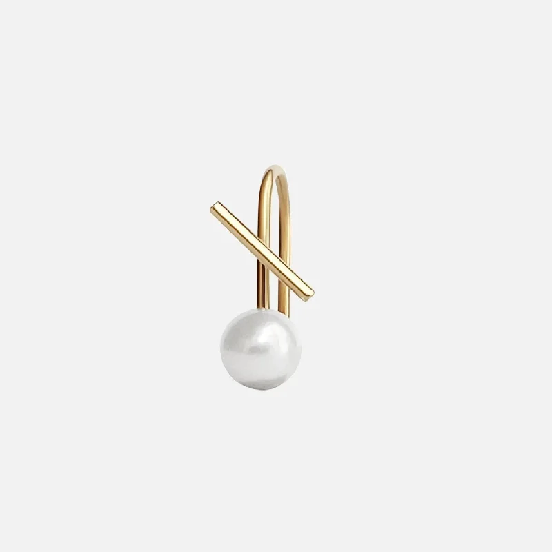 White Pearl Horizon Mini Thread Earring