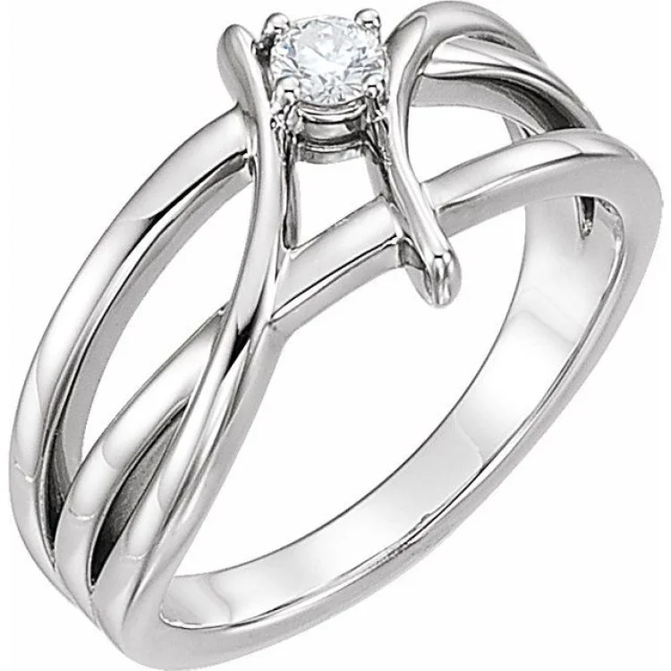 14K White 1/4 CT Natural Diamond Ring