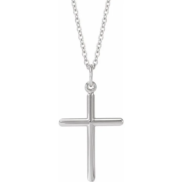 14K White 22.9x12.5 mm Cross 18" Necklace