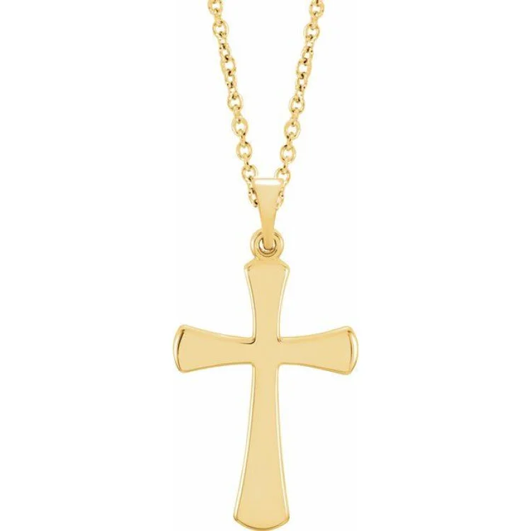 14K Yellow 19.3x11.4 mm Cross 18" Necklace