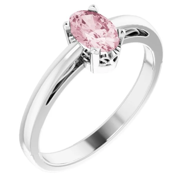 14K White Natural Morganite Solitaire Ring