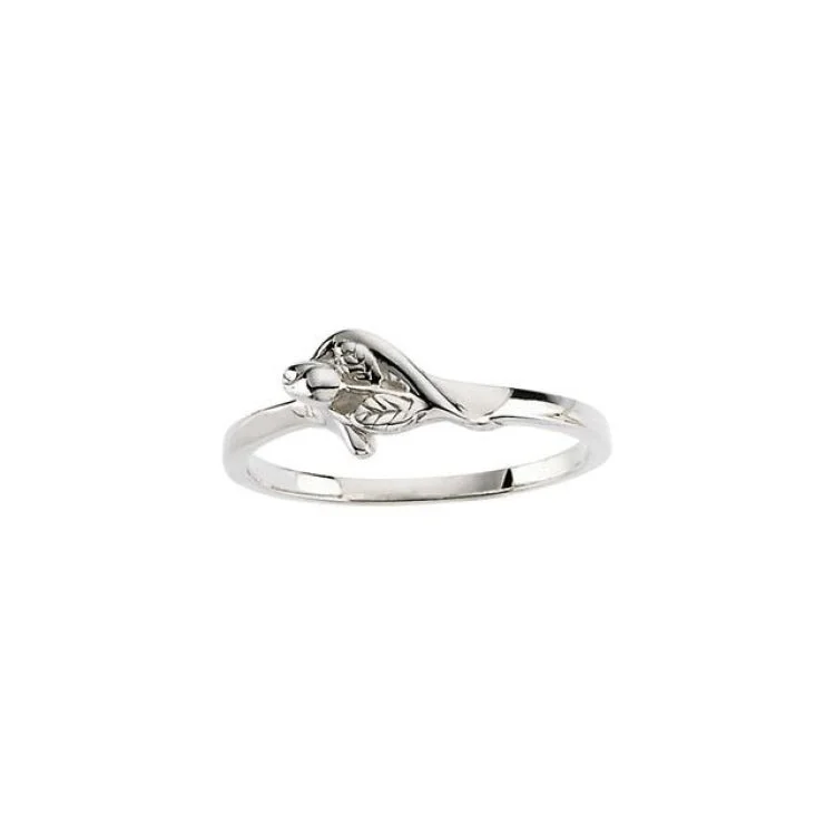 14K White The Unblossomed RoseÂ® Ring Size 4