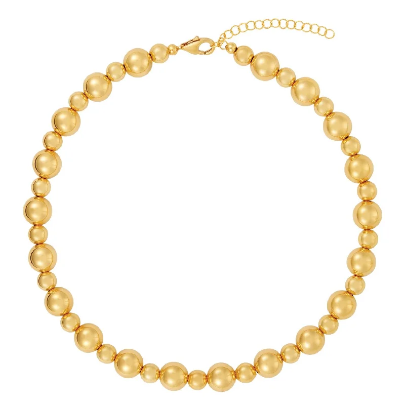 14K Yellow Gold Filled 10mm and 7mm 13"+2" Beaded Necklace