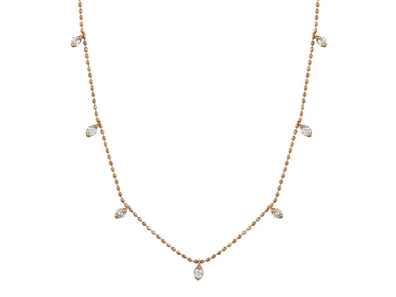 14K R Gold 0.50ct Diamond Station Necklace