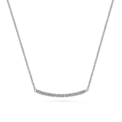 14K W Gold 0.20ctw 18" G/SI2 Diamond Curved Bar Necklace